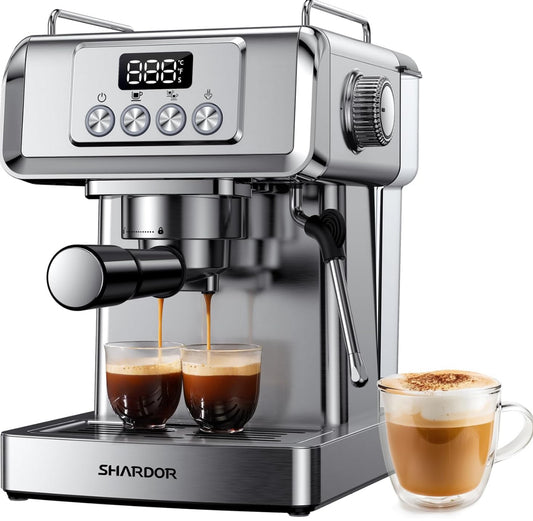 SHARDOR Máquina de café expreso de 20 bares, café expreso profesional con espumador de leche