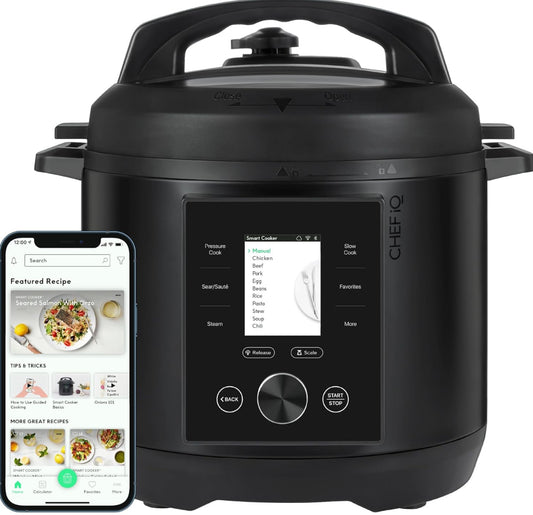 CHEF iQ Olla a presión inteligente con WiFi y escala incorporada, multicocina 10 en 1 fácil de usar con más de 500 recetas guiadas