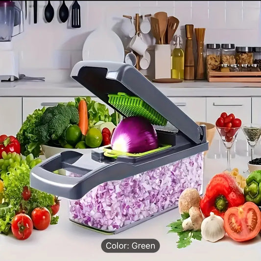 Pro Series 16 en 1 picadora de verduras, picadora de cebolla AIGLE nova con contenedor, trituradora de pepino y frutas, rebanadora