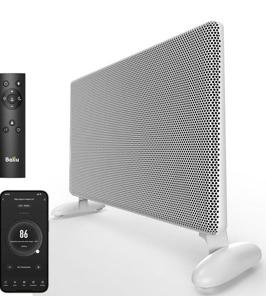 Calentador de espacio infrarrojo de mica para uso en interiores, calentador de panel eléctrico de 1500 W con termostato de programa, control de aplicación Wifi
