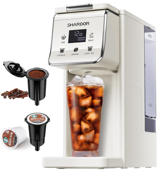 Cafetera caliente y helada con ajuste llamativo, cafetera de una sola porción para taza