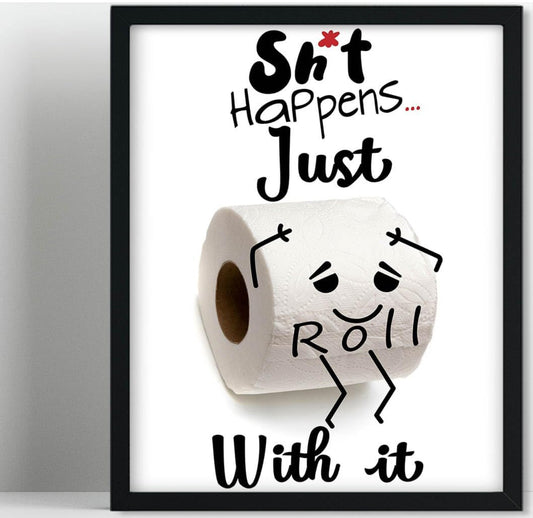 Biufo Arte de pared, con citas inspiradoras, enmarcado, decoración en lienzo blanco y negro para baño (8 x 10 pulgadas)